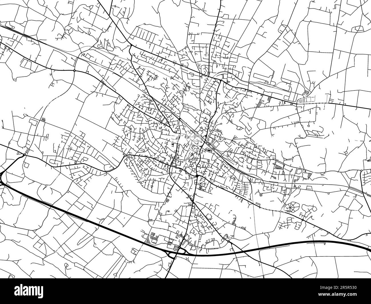 Vector road map of the city of Ibbenburen in Germany on a white