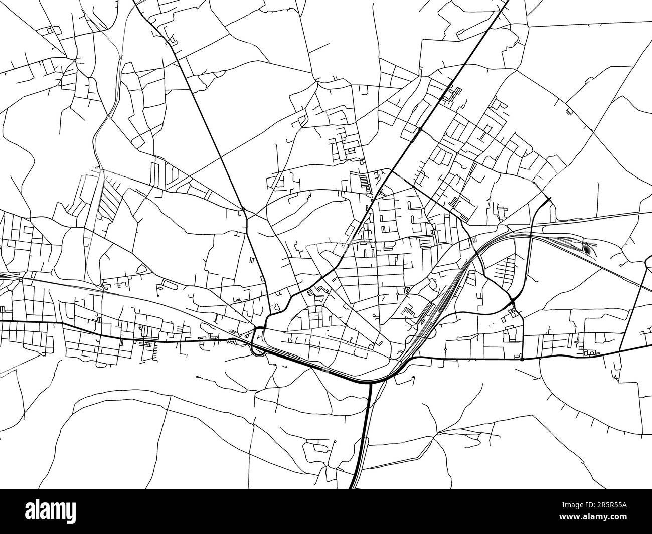 Vector road map of the city of Wittenberg in Germany on a white