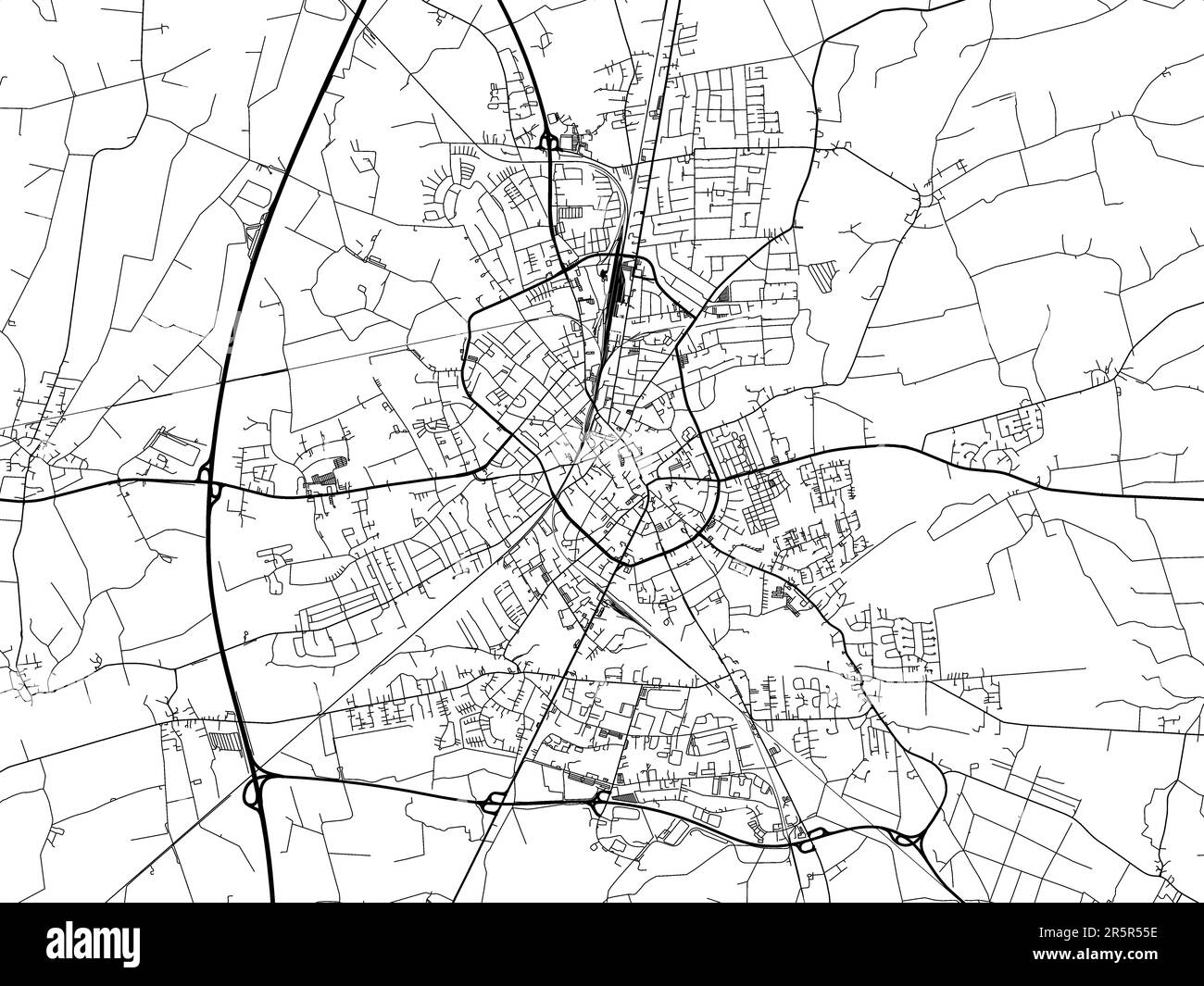 Road Map Of The City Of Neumunster In Germany On A White Background 