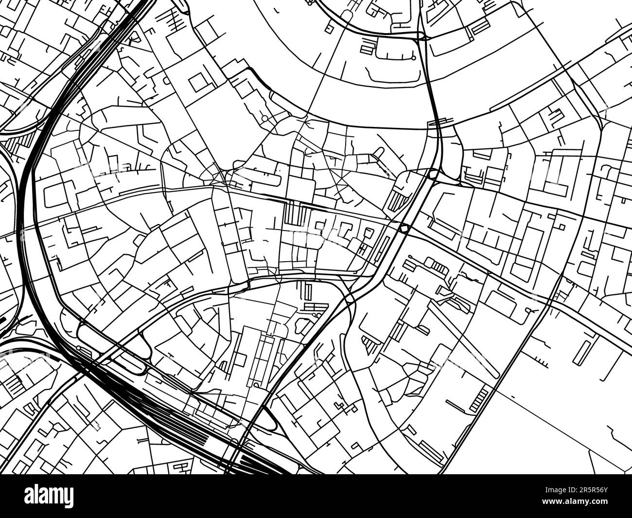 Vector road map of the city of  Dresden Zentrum in Germany on a white background. Stock Photo
