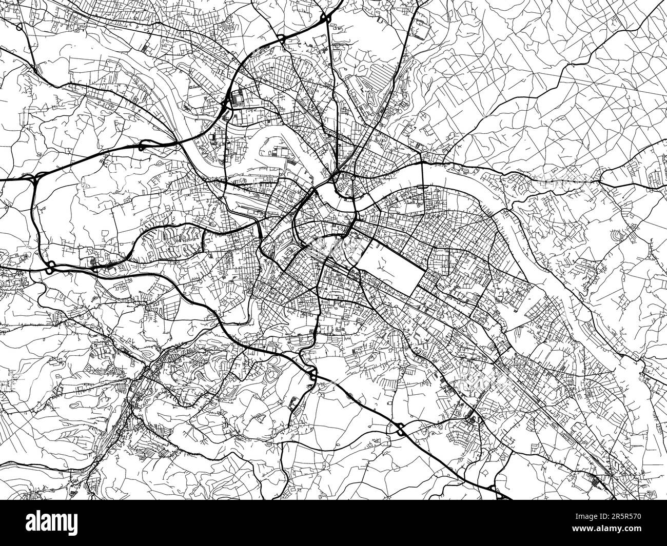 Vector road map of the city of  Dresden in Germany on a white background. Stock Photo