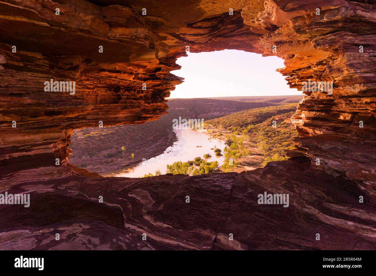 A view through the window bridge at the Murchison River near Kalbarri, Western Australia. Stock Photo