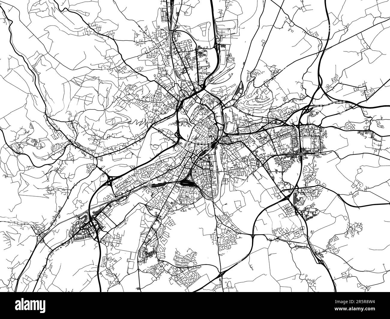 Road map of the city of Metz in France on a white background Stock