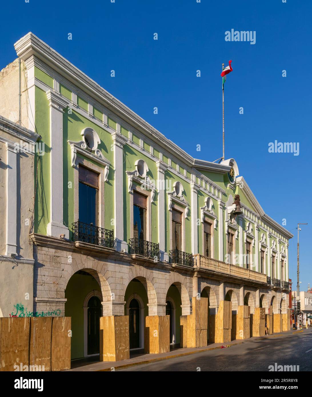 Mexican flag flying, Governor's Palace government building, Palacio de ...