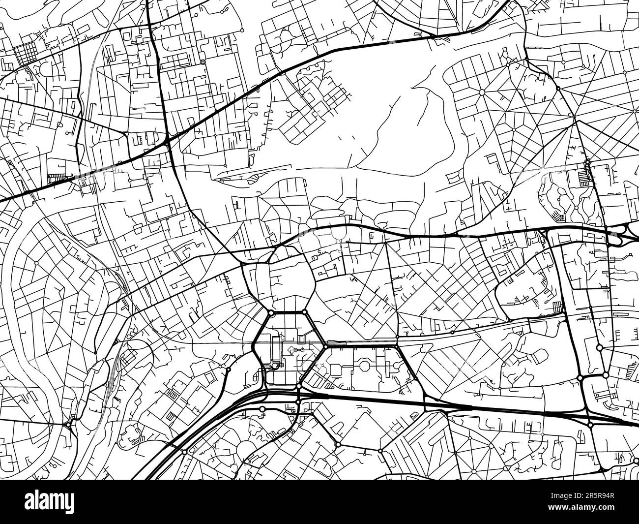 Road map of the city of  Noisy-le-Grand in France on a white background. Stock Photo