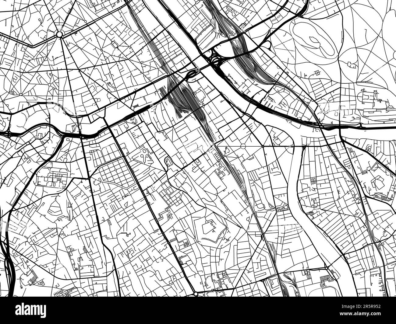 Road map of the city of IvrysurSeine in France on a white background