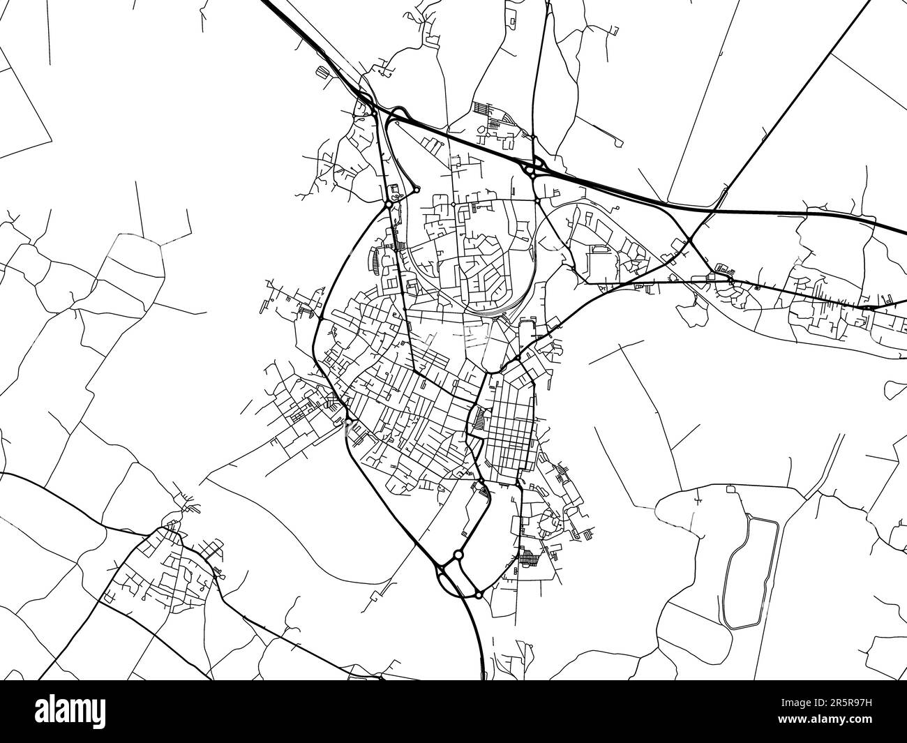 Road map of the city of Rochefort in France on a white background Stock