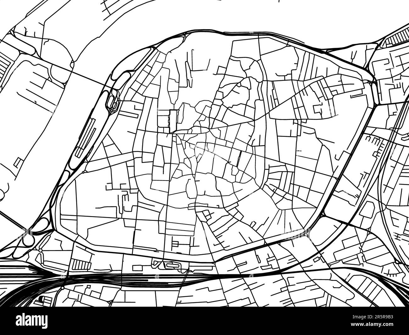 Road map of the city of Avignon Centre in France on a white background ...