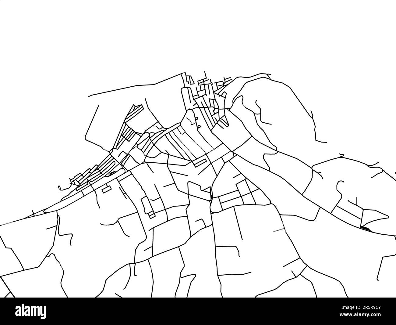 Road map of the city of Saint-Tropez in France on a white background ...