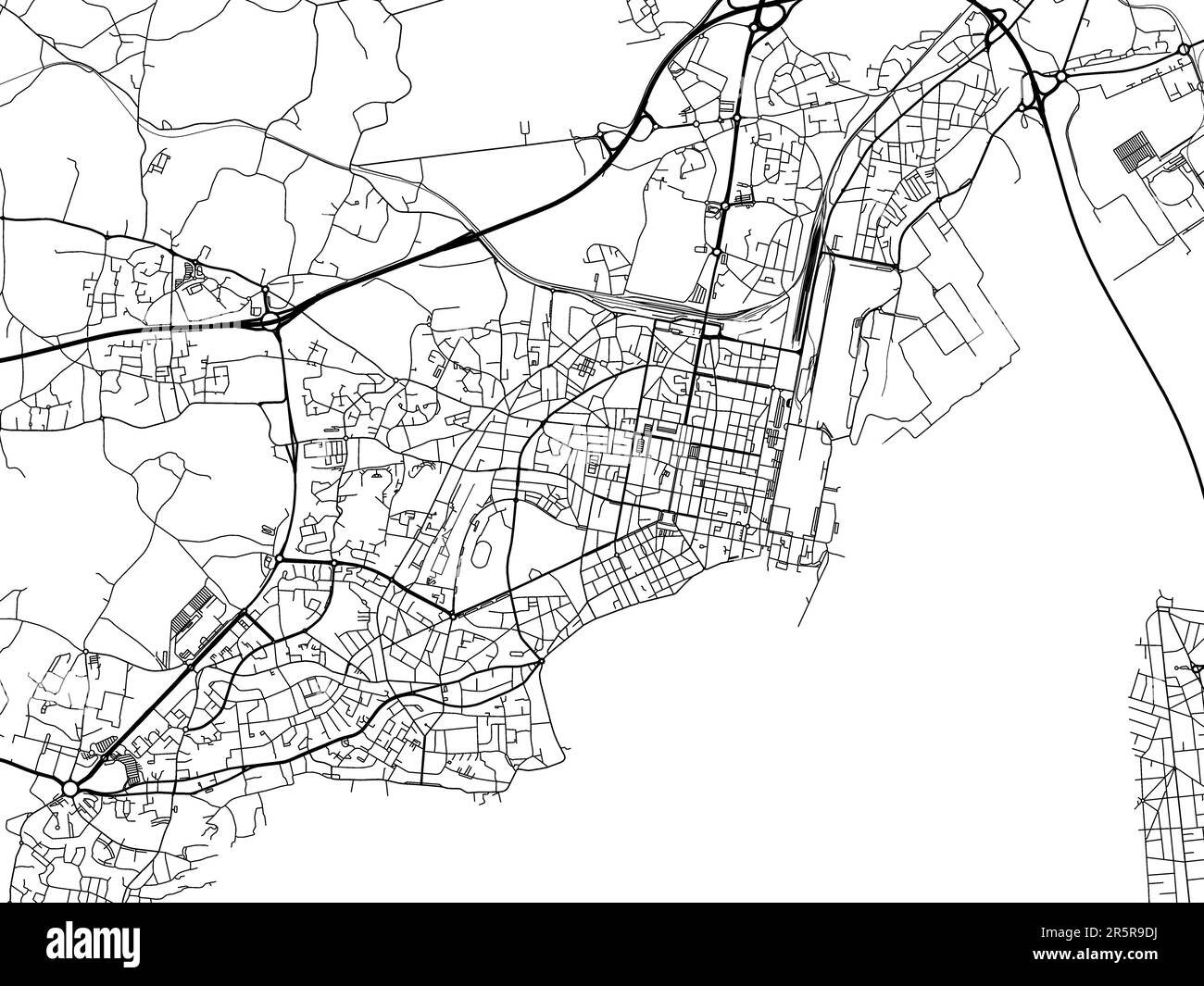 Road map of the city of SaintNazaire in France on a white background