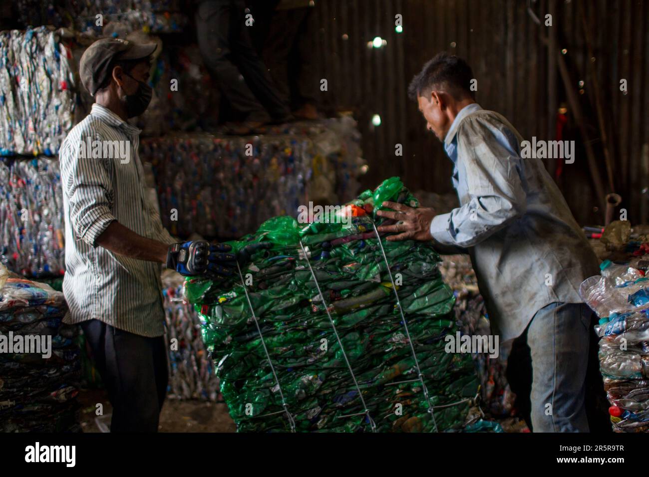 Kathmandu, Nepal. 5th June, 2023. Bundles of collected plastic waste