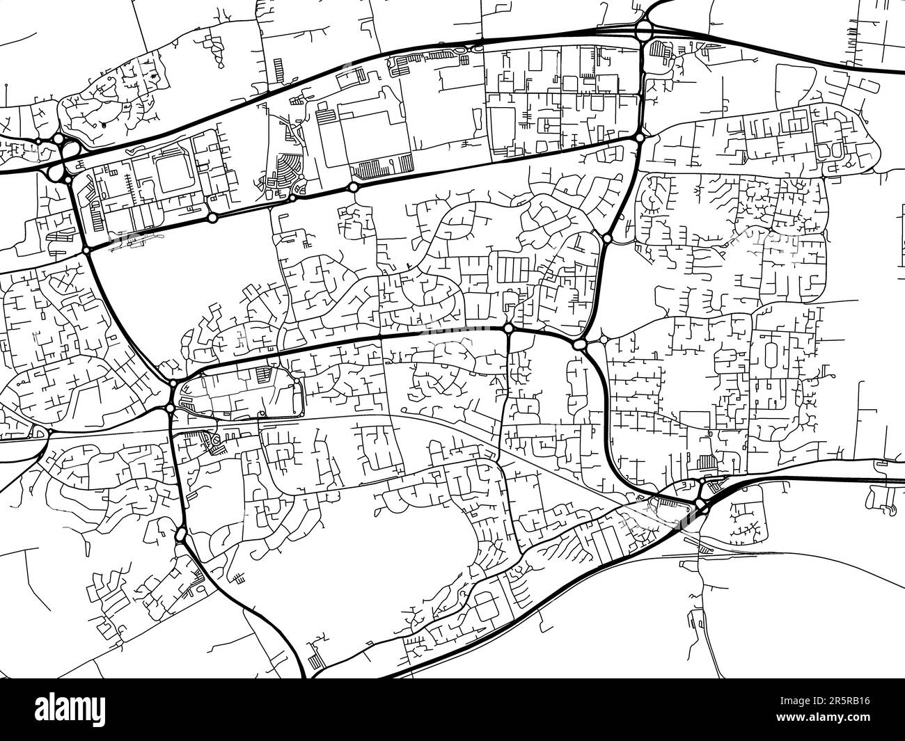 Road map of the city of Basildon in the United Kingdom on a white
