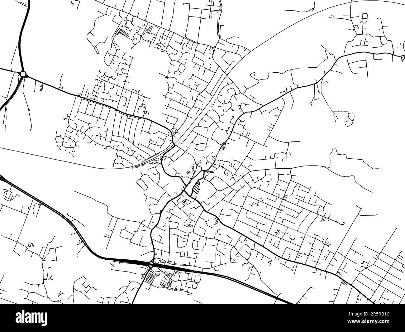 Road map of the city of Rayleigh in the United Kingdom on a white