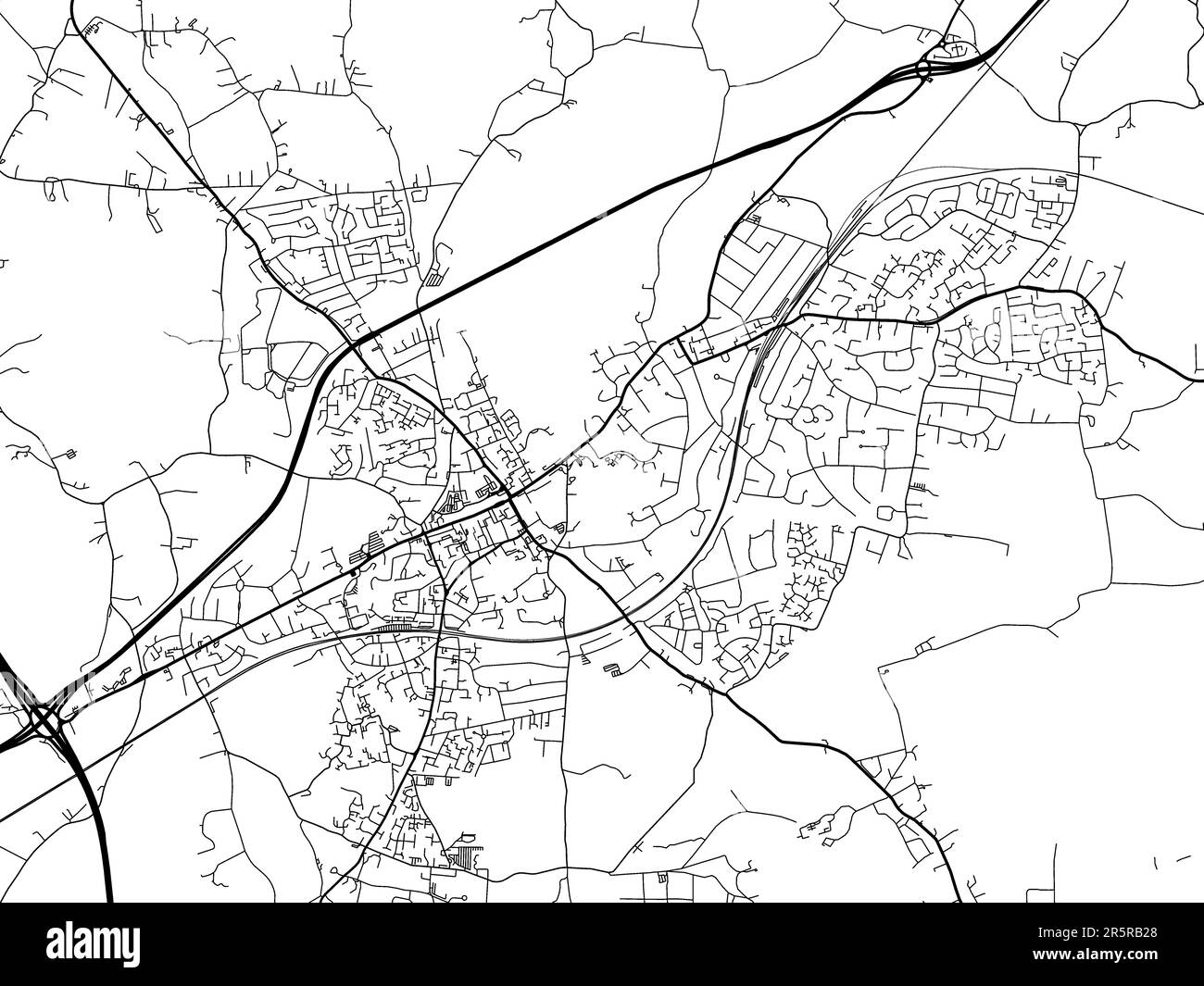 Road map of the city of Brentwood in the United Kingdom on a white
