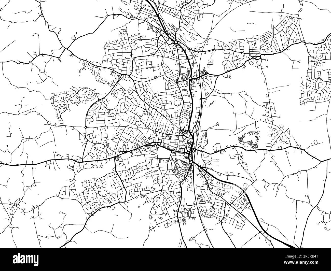 Road map of the city of  Chesterfield in the United Kingdom on a white background. Stock Photo