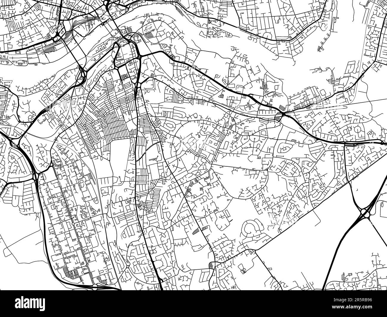 Map of GATESHEAD Black and White Map Print City Print 