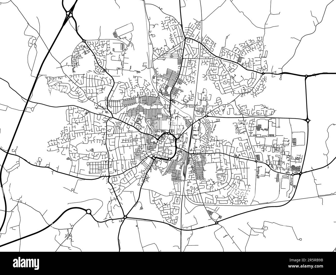 Road map of the city of  Darlington in the United Kingdom on a white background. Stock Photo