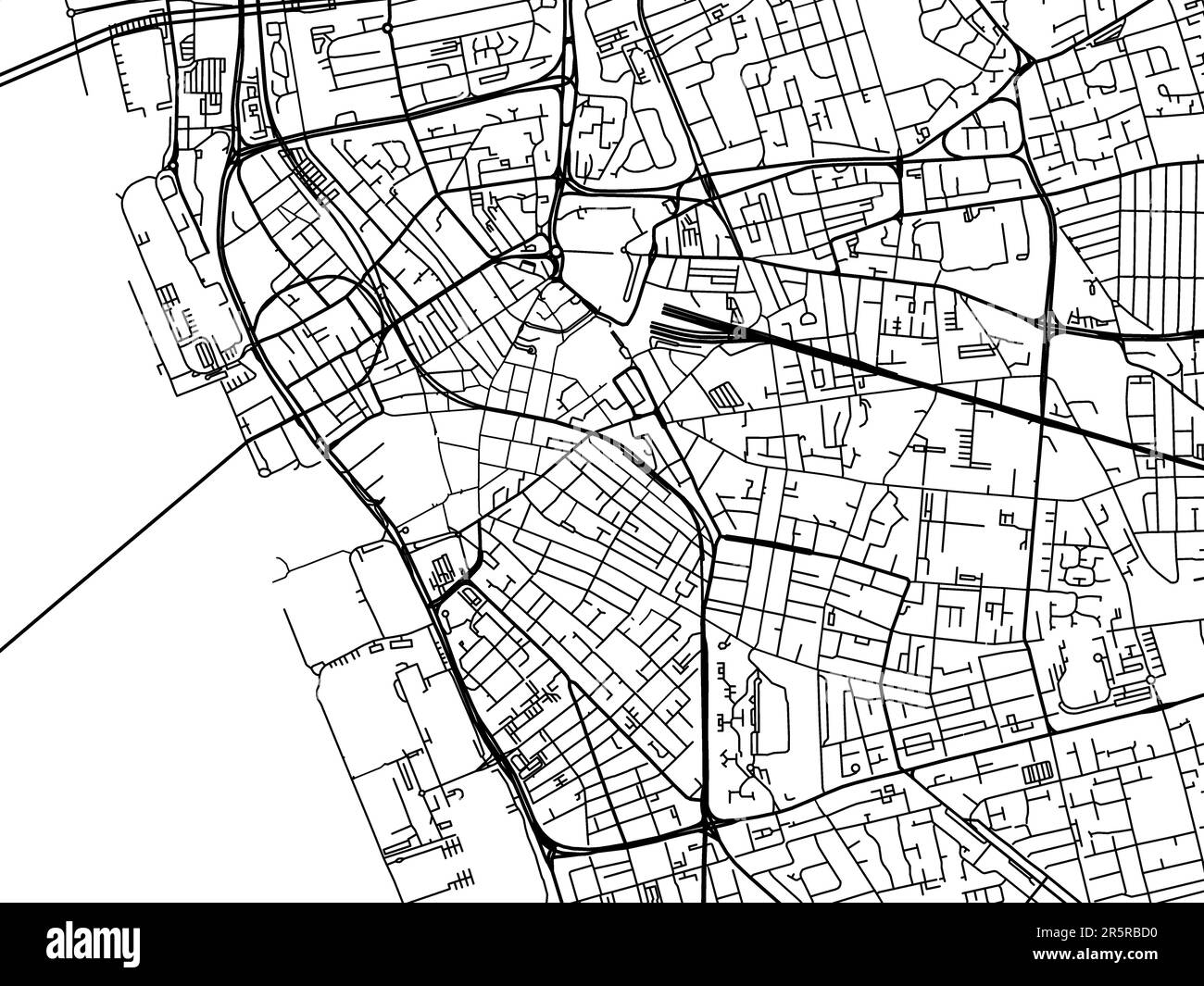 Road map of the city of  Liverpool Center in the United Kingdom on a white background. Stock Photo