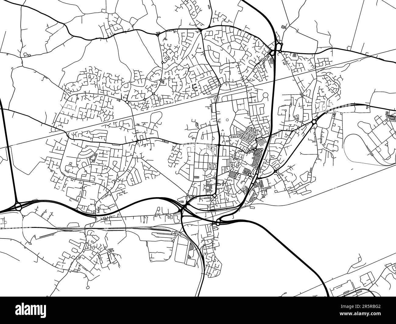 Road map of the city of Widnes in the United Kingdom on a white