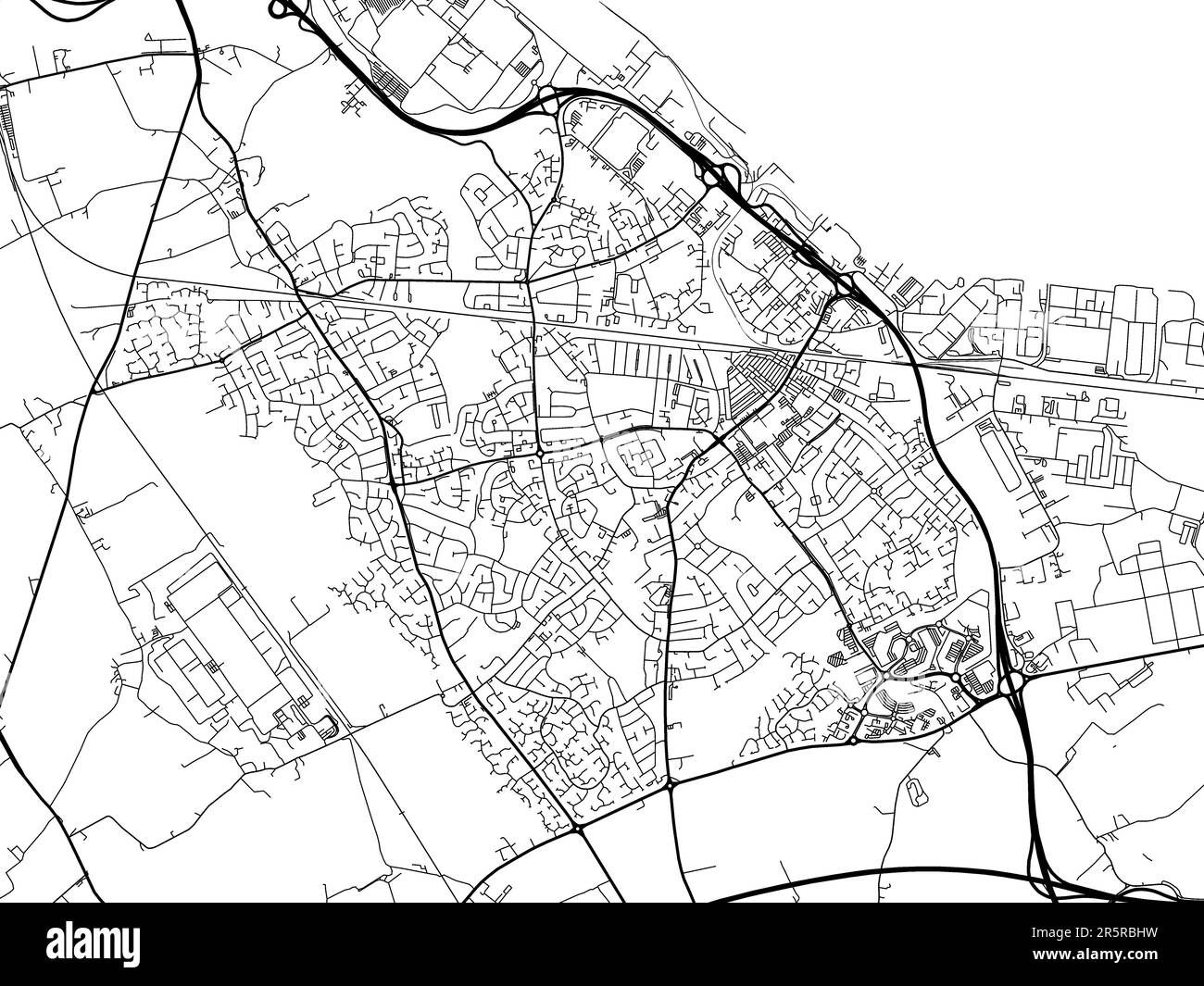 Road map of the city of Ellesmere Port in the United Kingdom on a white background Stock Photo