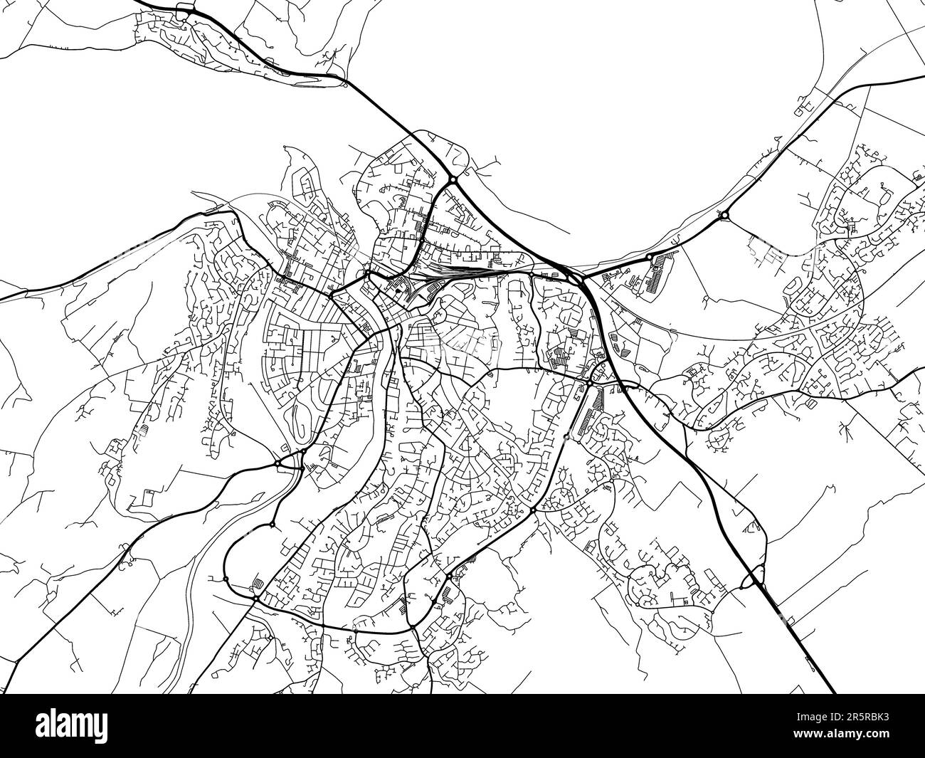 Road map of the city of  Inverness in the United Kingdom on a white background. Stock Photo