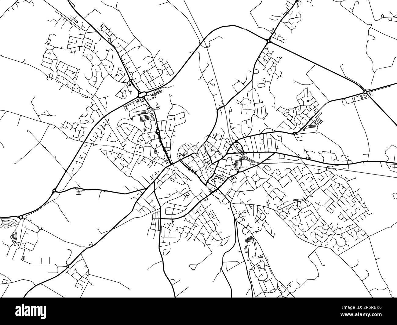 Road map of the city of Dumfries in the United Kingdom on a white