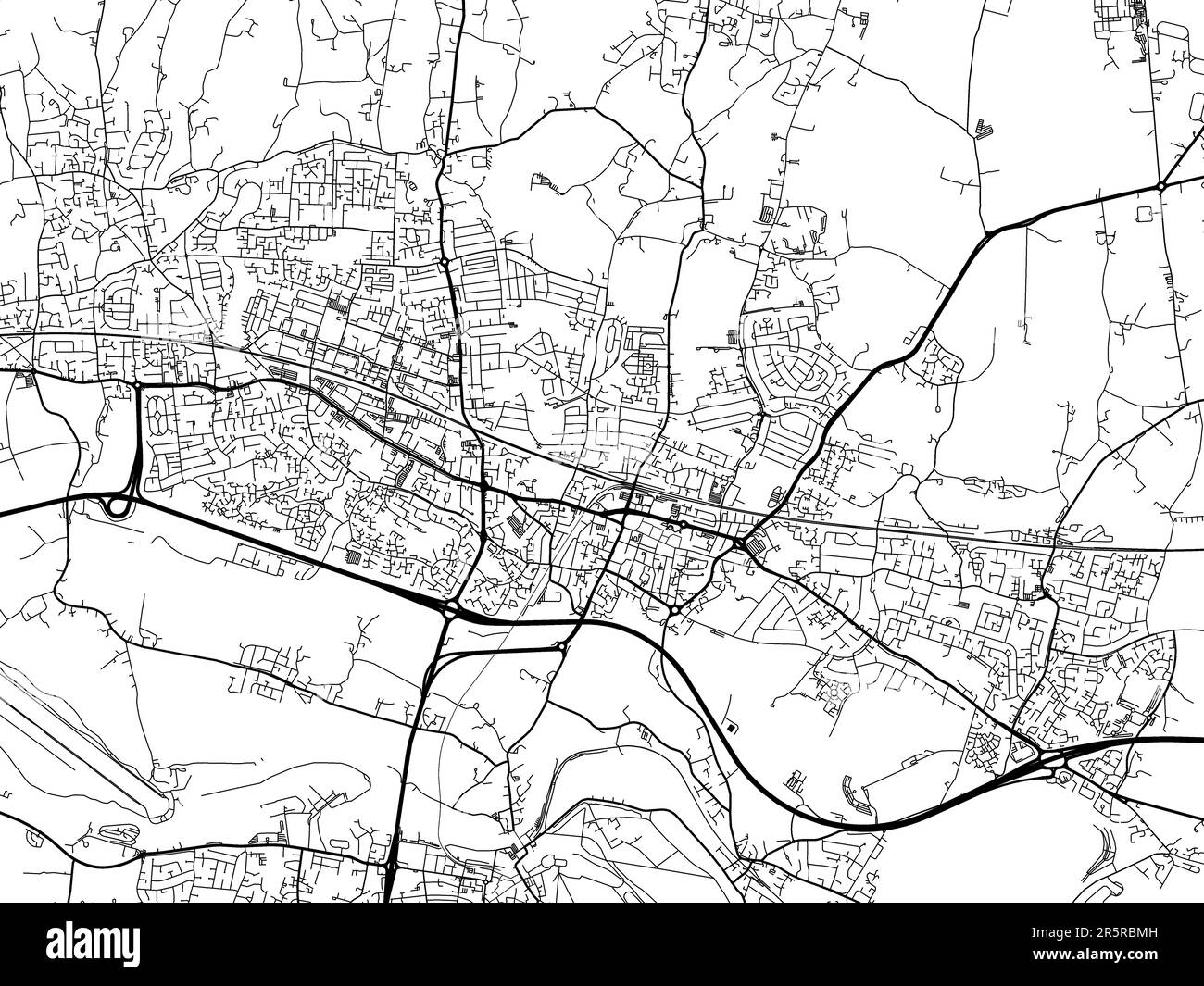 Road map of the city of  Slough in the United Kingdom on a white background. Stock Photo