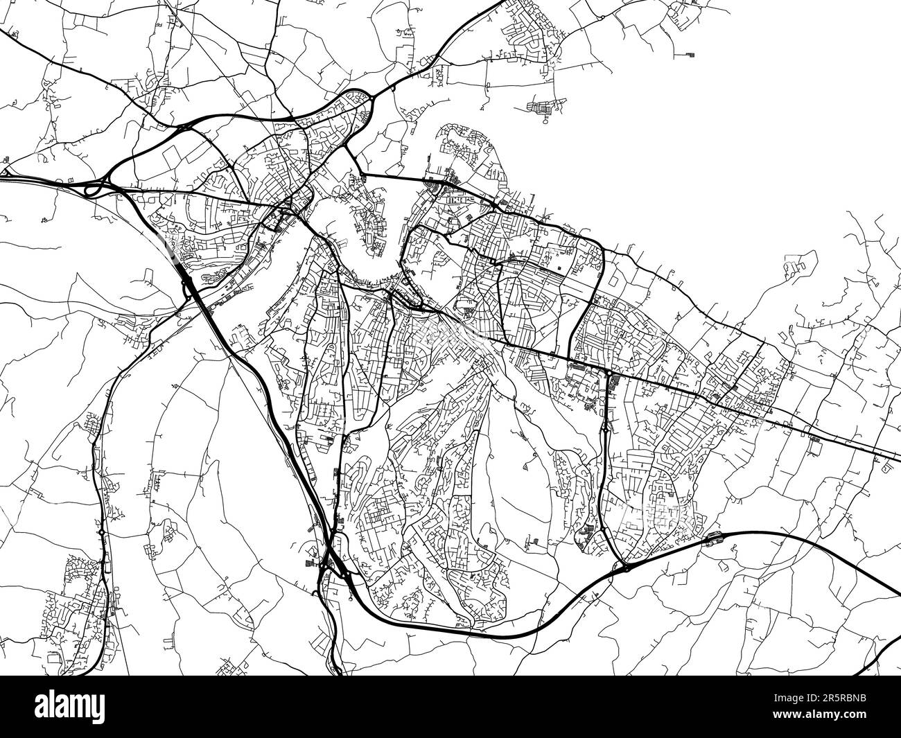Road map of the city of Medway Towns in the United Kingdom on a white
