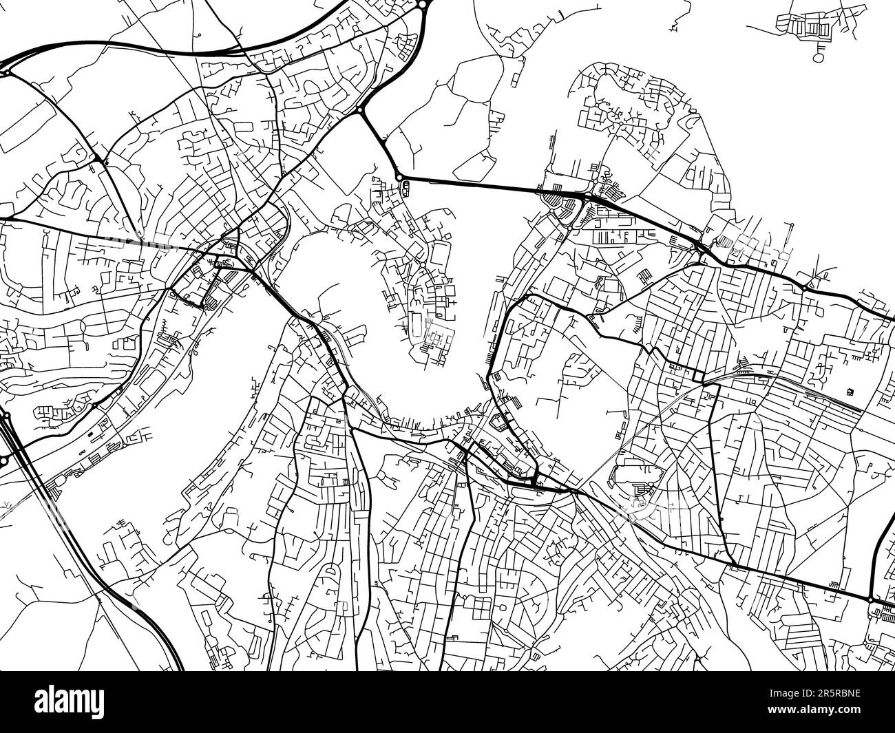 Road map of the city of  Rochester-Chatham-Gillingham in the United Kingdom on a white background. Stock Photo