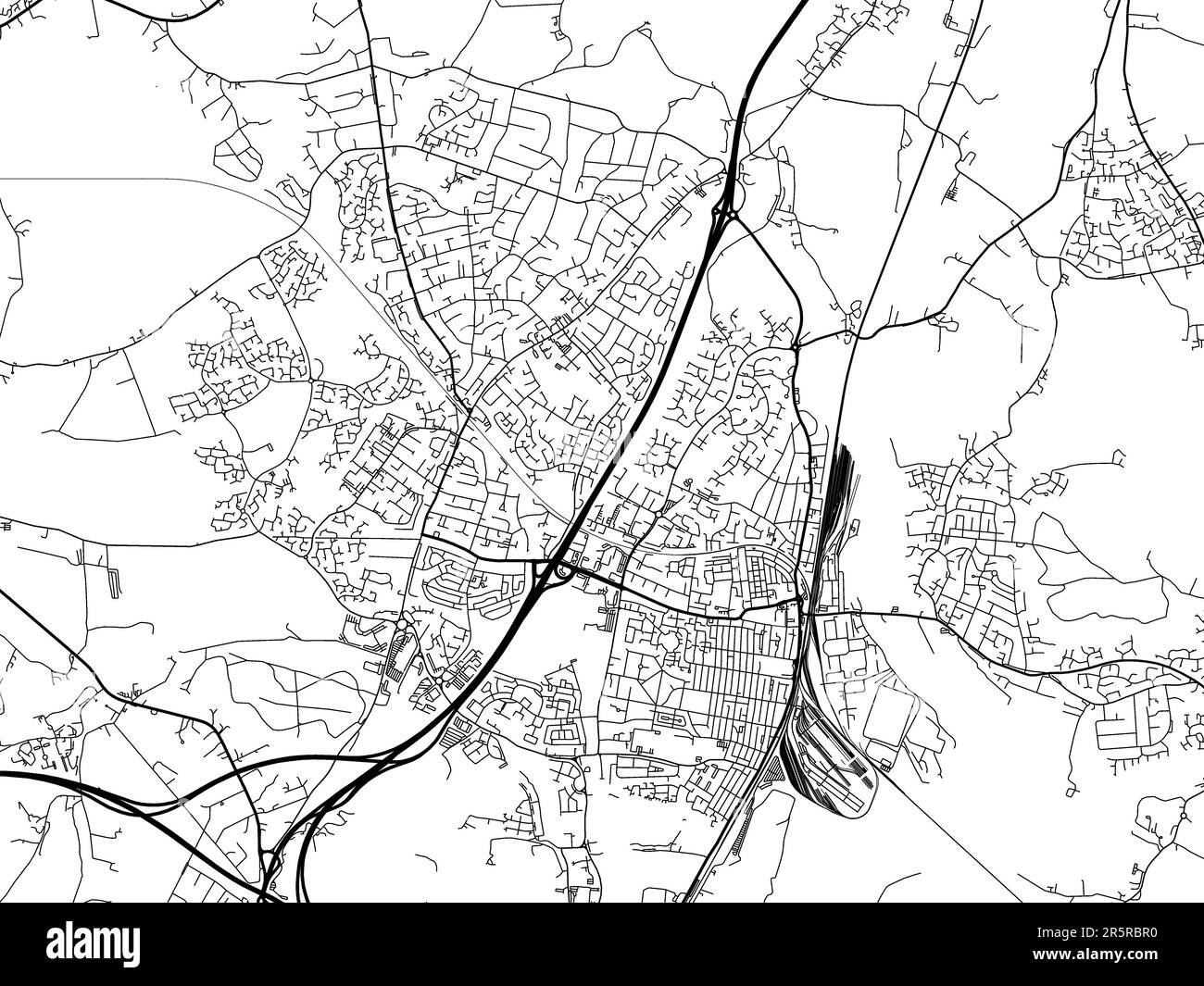 Road map of the city of Eastleigh in the United Kingdom on a white