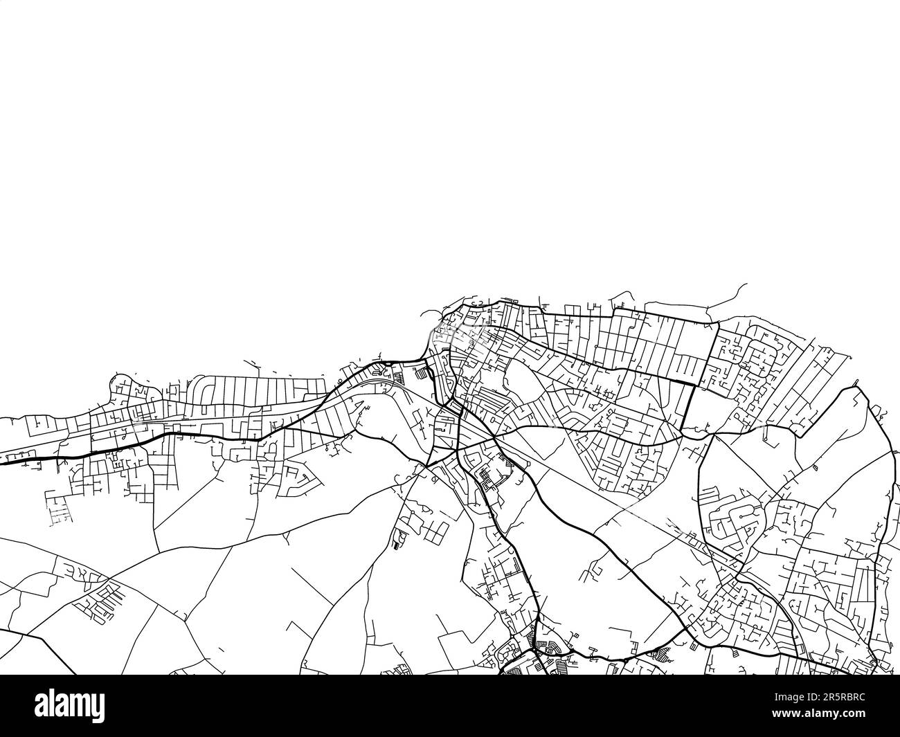 Road map of the city of Margate in the United Kingdom on a white