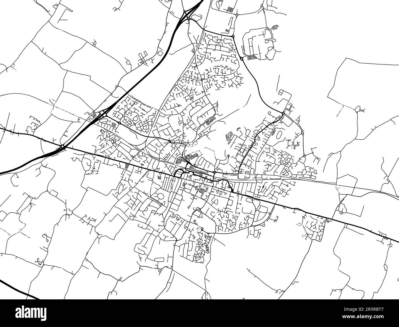 Road map of the city of Sittingbourne in the United Kingdom on a white