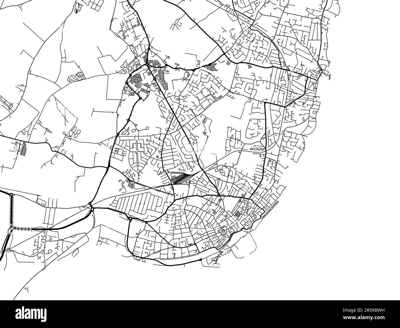 Road map of the city of Ramsgate in the United Kingdom on a white