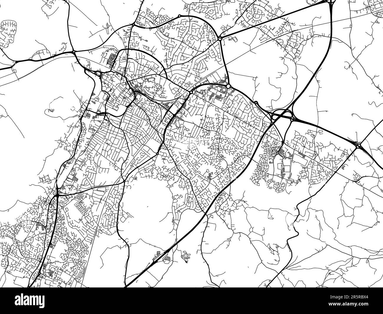 Road map of the city of  Gloucester in the United Kingdom on a white background. Stock Photo