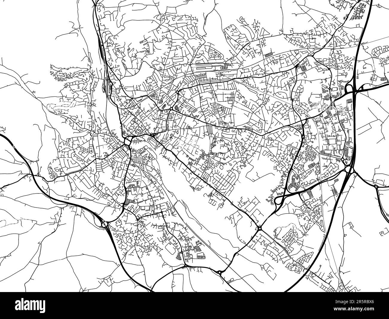 Road map of the city of  Exeter in the United Kingdom on a white background. Stock Photo