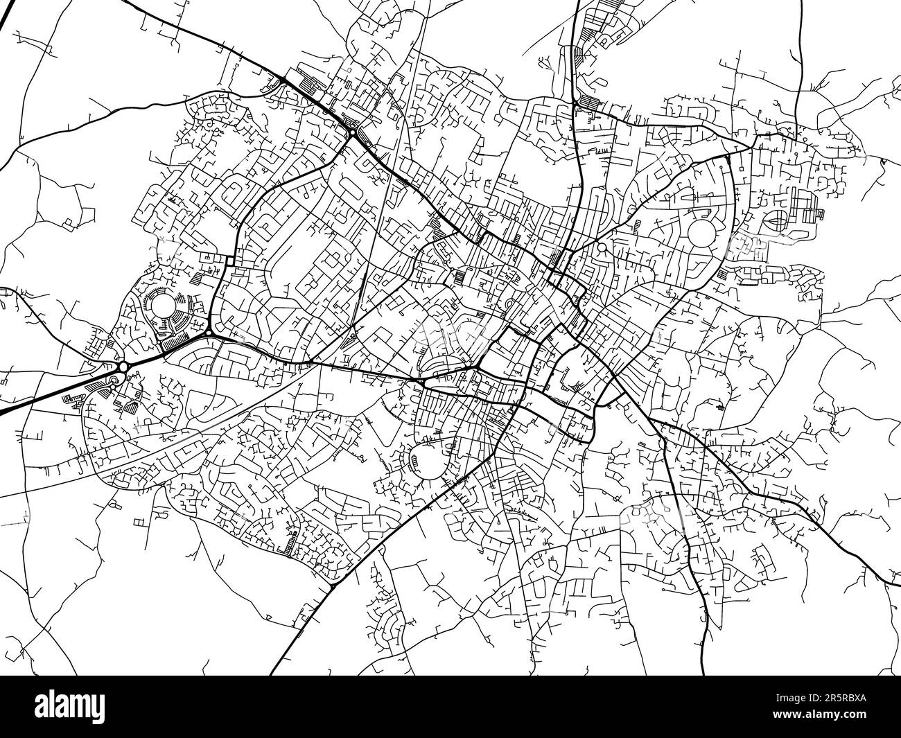 Road map of the city of Cheltenham in the United Kingdom on a white