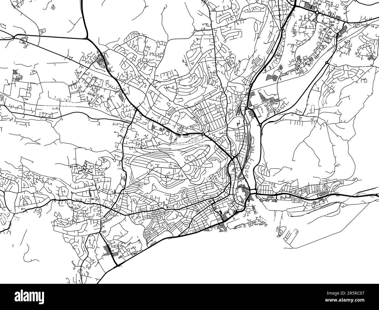Road map of the city of Swansea in the United Kingdom on a white
