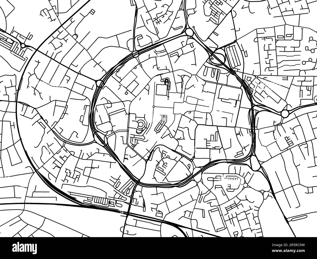 Road map of the city of Coventry Center in the United Kingdom on a white background Stock Photo