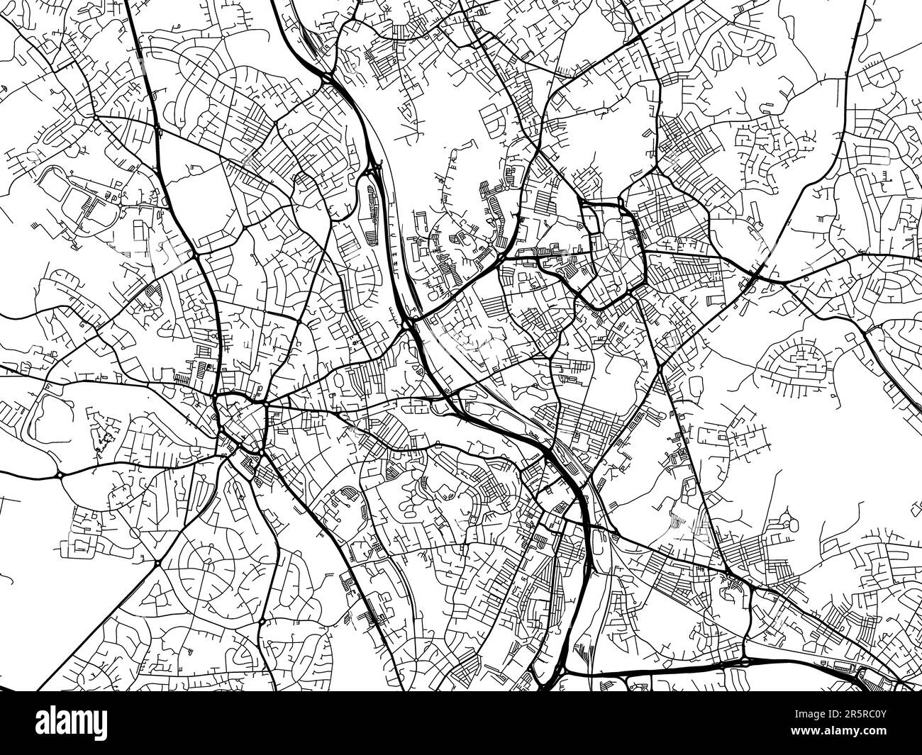 Road map of the city of StokeonTrent in the United Kingdom on a white