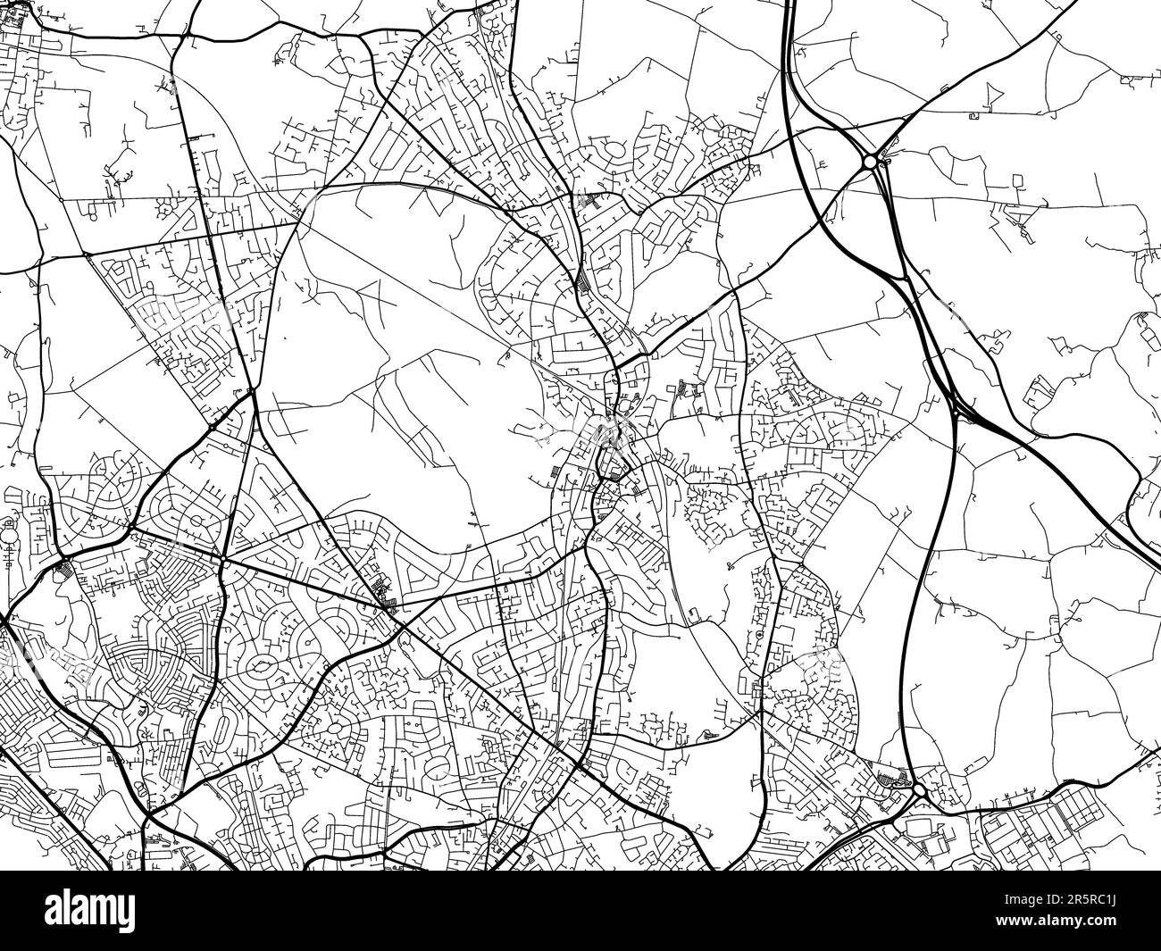 Road map of the city of Sutton Coldfield in the United Kingdom on a ...