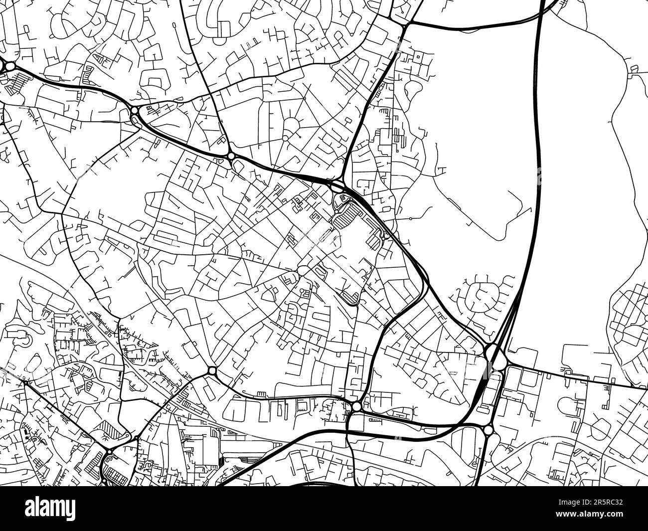 Road map of the city of West Bromwich in the United Kingdom on a white