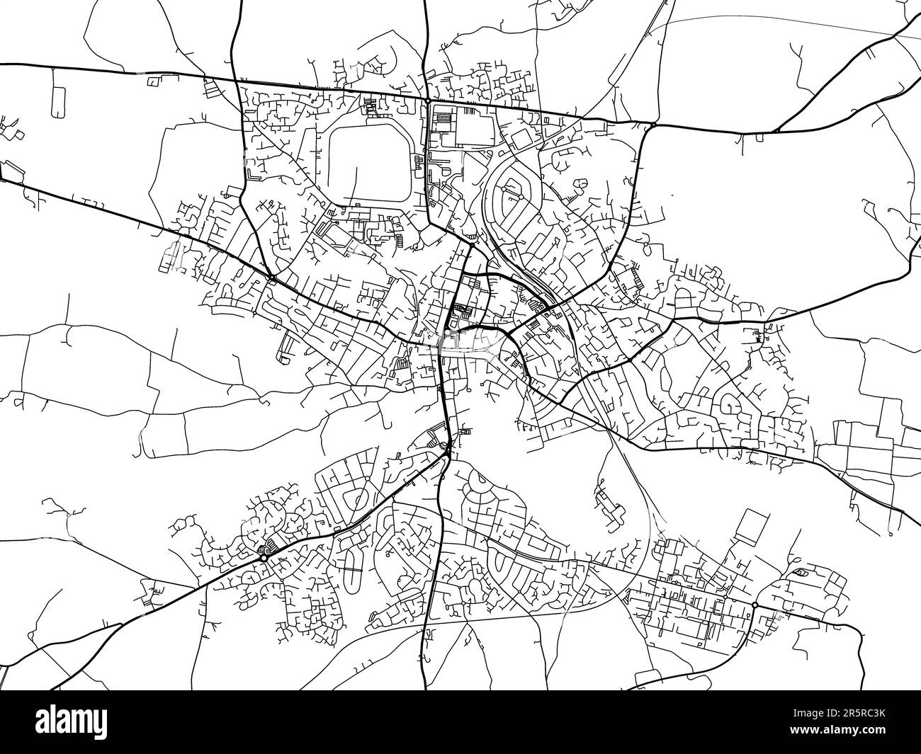 Road map of the city of  Hereford in the United Kingdom on a white background. Stock Photo