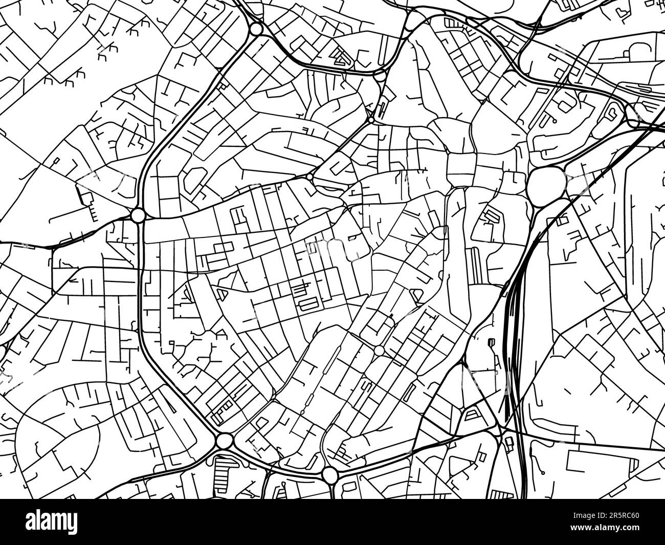 Road map of the city of  Sheffield Center in the United Kingdom on a white background. Stock Photo