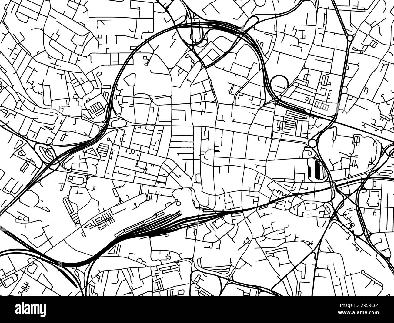 Road map of the city of Leeds Center in the United Kingdom on a white