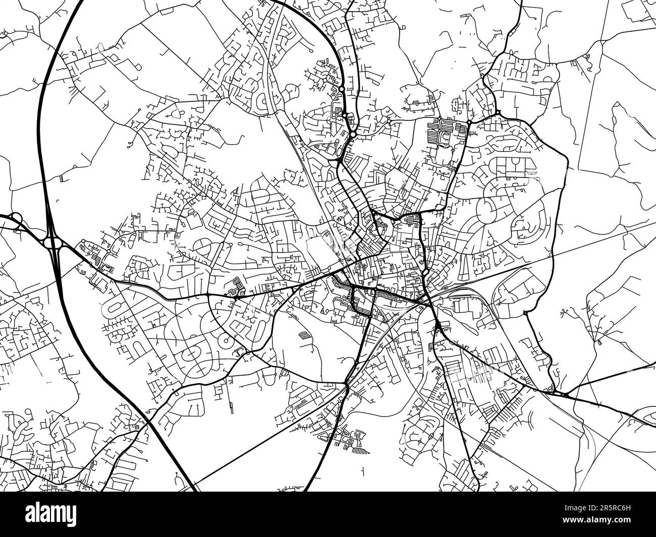 Road map of the city of  Wakefield in the United Kingdom on a white background. Stock Photo