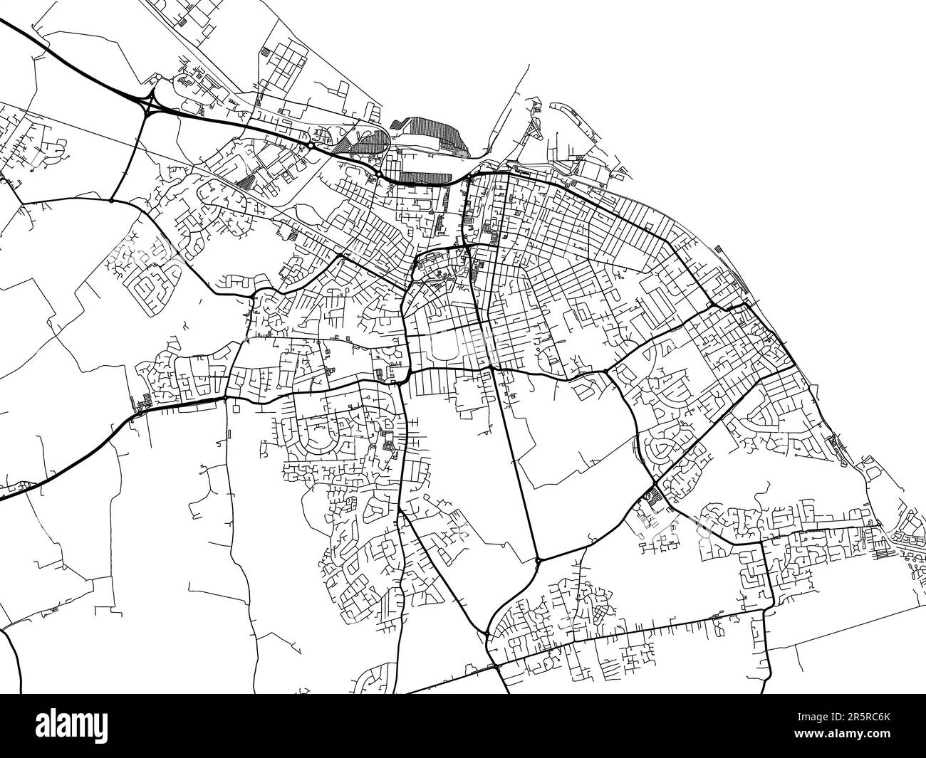 Road map of the city of  Grimsby in the United Kingdom on a white background. Stock Photo