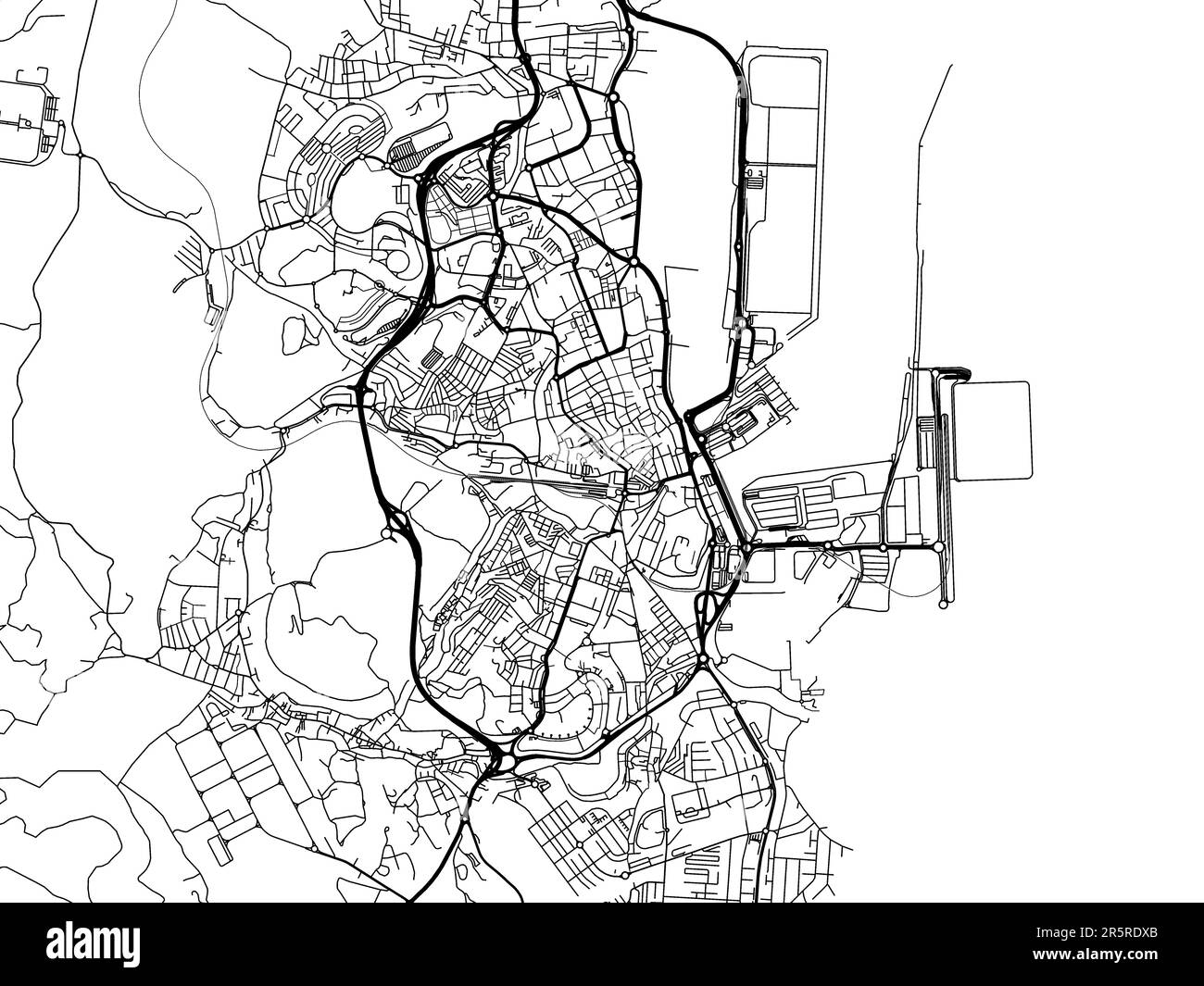 Road map of the city of Algeciras in Spain on a white background Stock ...