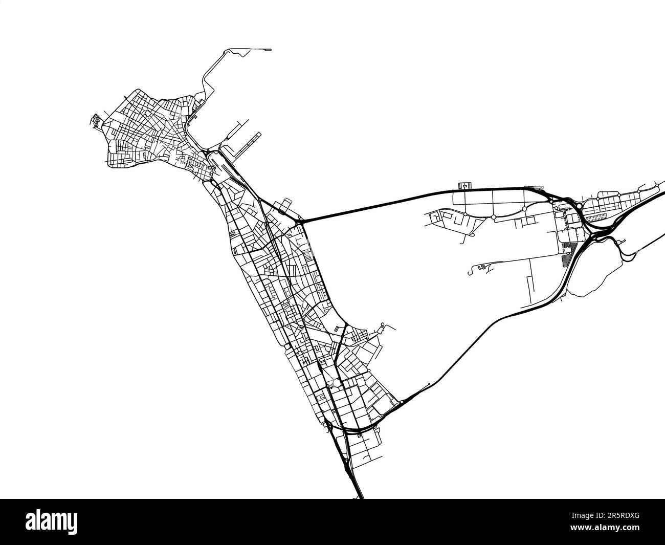 Vector road map of the city of Cadiz in Spain on a white background