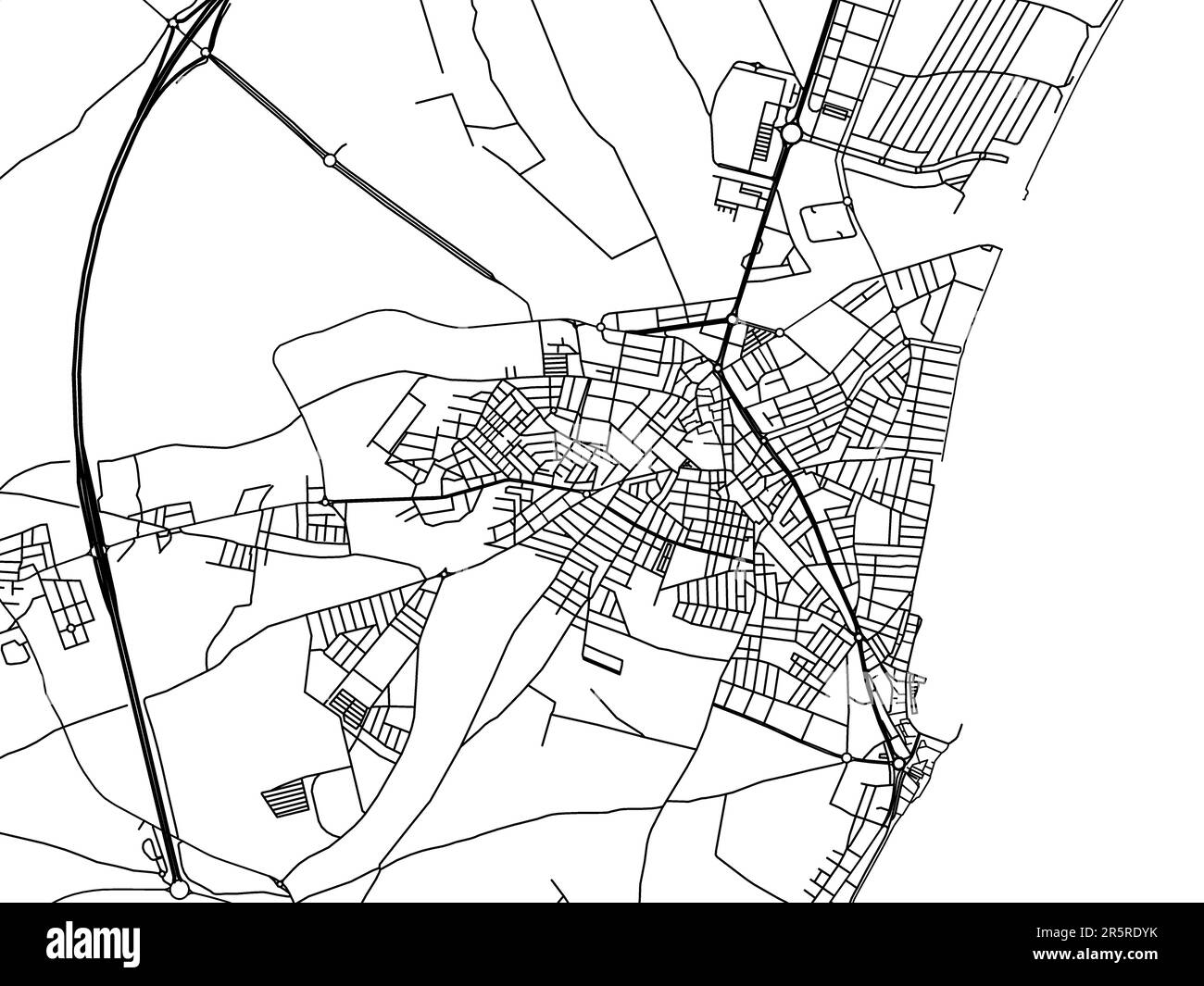 Vector road map of the city of  Roquetas de Mar in Spain on a white background. Stock Photo
