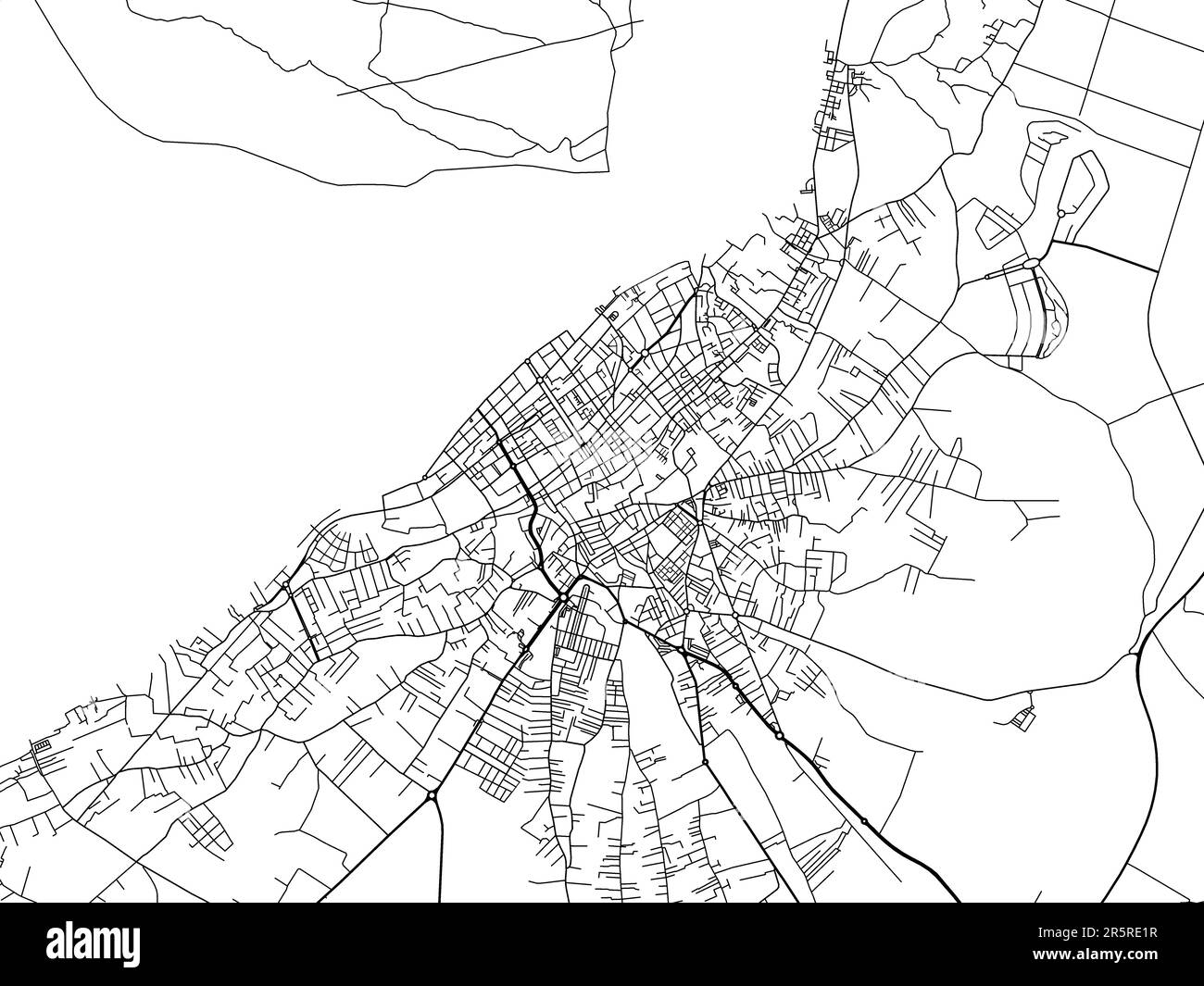 Vector road map of the city of  Sanlucar de Barrameda in Spain on a white background. Stock Photo
